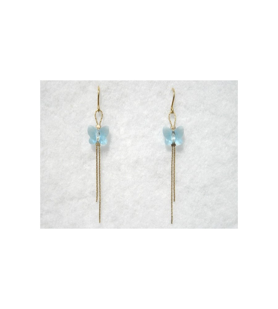 Boucles d'oreilles plaqué or Papillon Aquamarine Boucles d'oreilles plaqué or Papillon Aquamarine