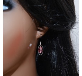 Poire Rose boucle d'oreille artisanale argenté