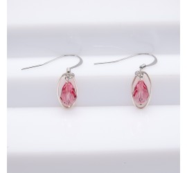 Poire Rose boucle d'oreille artisanale argenté