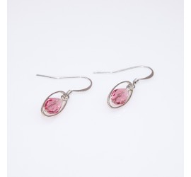 Poire Rose boucle d'oreille artisanale argenté