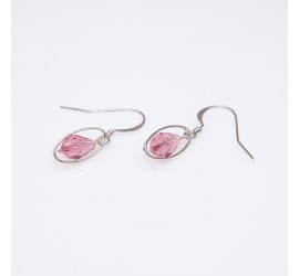 Poire Rose boucle d'oreille artisanale argenté