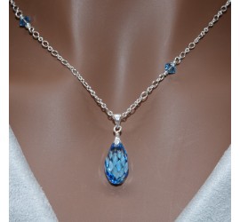 Goutte Aquamarine collier artisanal en Argent 925