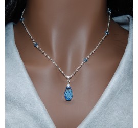 Goutte Aquamarine collier artisanal en Argent 925