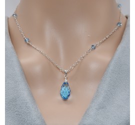 Goutte Aquamarine collier artisanal en Argent 925