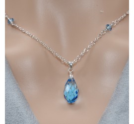 Goutte Aquamarine collier artisanal en Argent 925