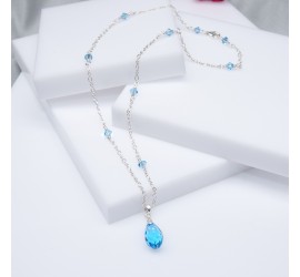 Goutte Aquamarine collier artisanal en Argent 925