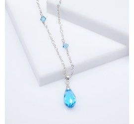 Goutte Aquamarine collier artisanal en Argent 925