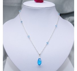 Goutte Aquamarine collier artisanal en Argent 925