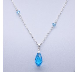 Goutte Aquamarine collier artisanal en Argent 925