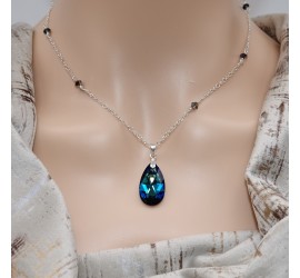 Larme Crystal Bermuda Blue collier artisanal en Argent 925