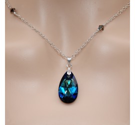 Larme Crystal Bermuda Blue collier artisanal en Argent 925