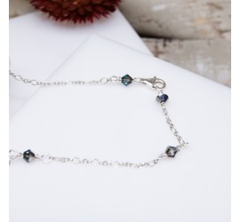 Larme Crystal Bermuda Blue collier artisanal en Argent 925