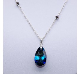 Larme Crystal Bermuda Blue collier artisanal en Argent 925