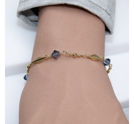 Toupie Denim Blue bracelet artisanal plaqué or