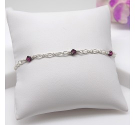 Bracelet artisanal en Argent 925 Fuchsia Electra