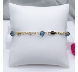 Toupie Denim Blue bracelet artisanal plaqué or