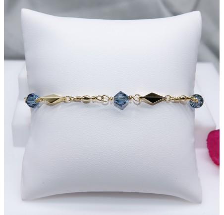 Toupie Denim Blue bracelet artisanal plaqué or