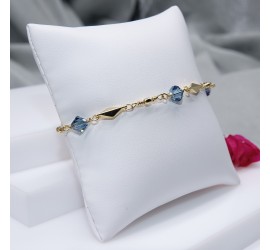 Toupie Denim Blue bracelet artisanal plaqué or