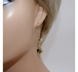 Cœur Olivine boucle d'oreille en Argent 925