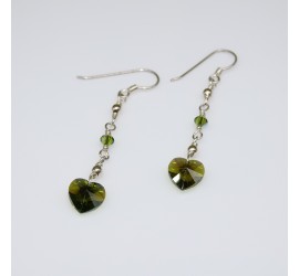 Cœur Olivine boucle d'oreille en Argent 925