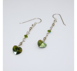 Cœur Olivine boucle d'oreille en Argent 925