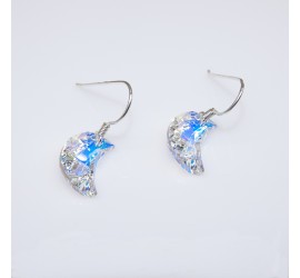 Demi lune Crystal AB boucle d'oreille en Argent 925