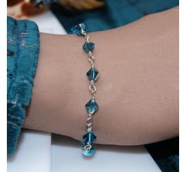 Toupie Indicolite bracelet artisanal en Argent 925