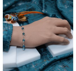 Toupie Indicolite bracelet artisanal en Argent 925