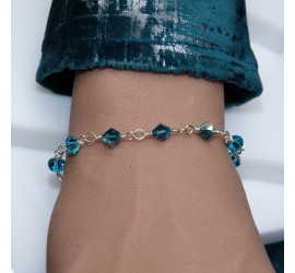 Toupie Indicolite bracelet artisanal en Argent 925