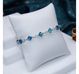 Toupie Indicolite bracelet artisanal en Argent 925