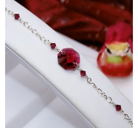 Octogone Ruby bracelet artisanal en Argent 925