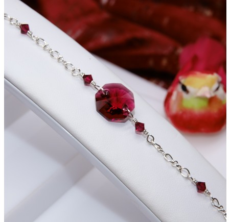 Octogone Ruby bracelet artisanal en Argent 925