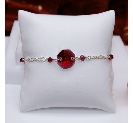 Octogone Ruby bracelet artisanal en Argent 925