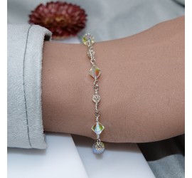 Toupie Crystal AB2X bracelet artisanal en Argent 925