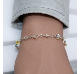 Toupie Crystal AB2X bracelet artisanal en Argent 925