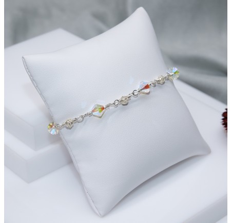 Toupie Crystal AB2X bracelet artisanal en Argent 925