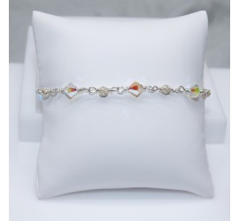 Toupie Crystal AB2X bracelet artisanal en Argent 925