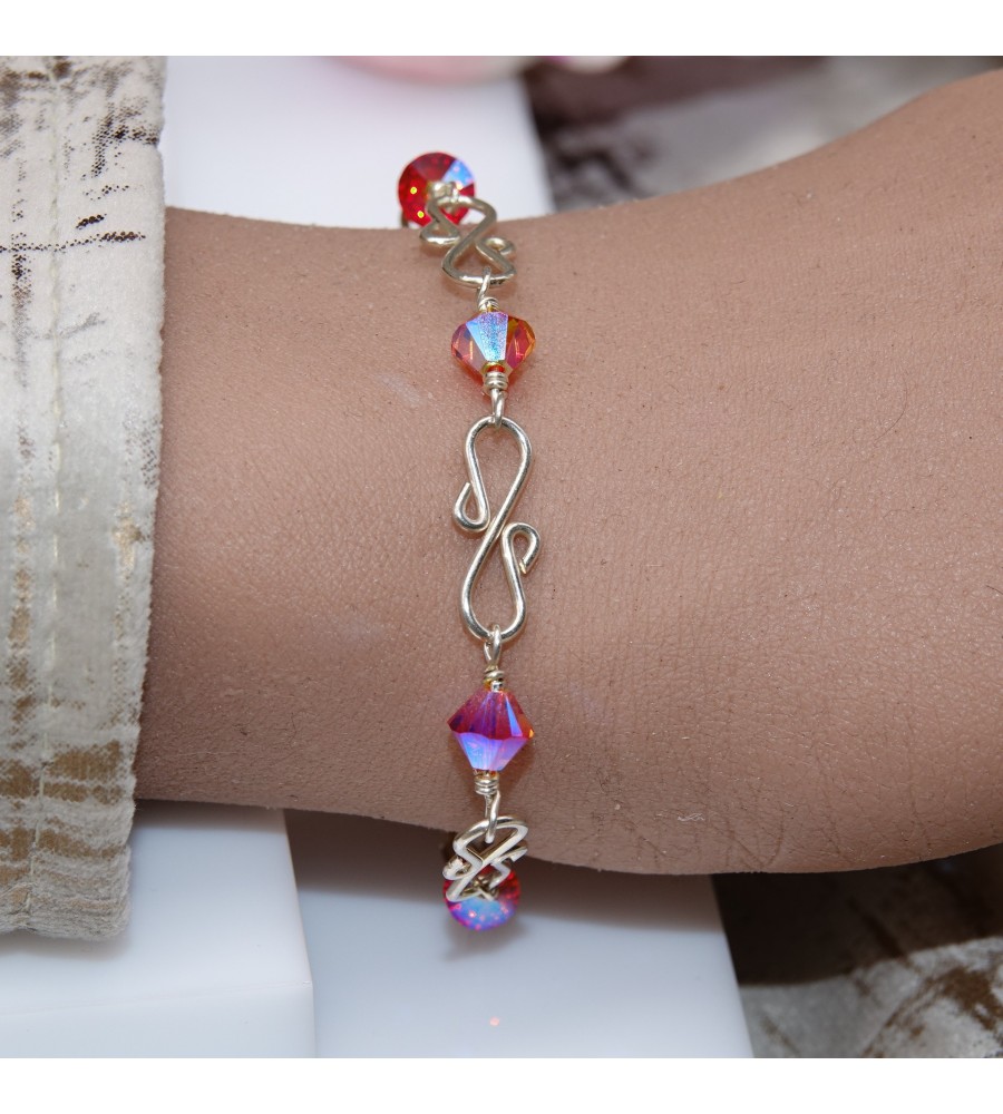 Toupie Fireopal AB2X bracelet artisanal en Argent 925