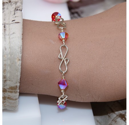 Toupie Fireopal AB2X bracelet artisanal en Argent 925