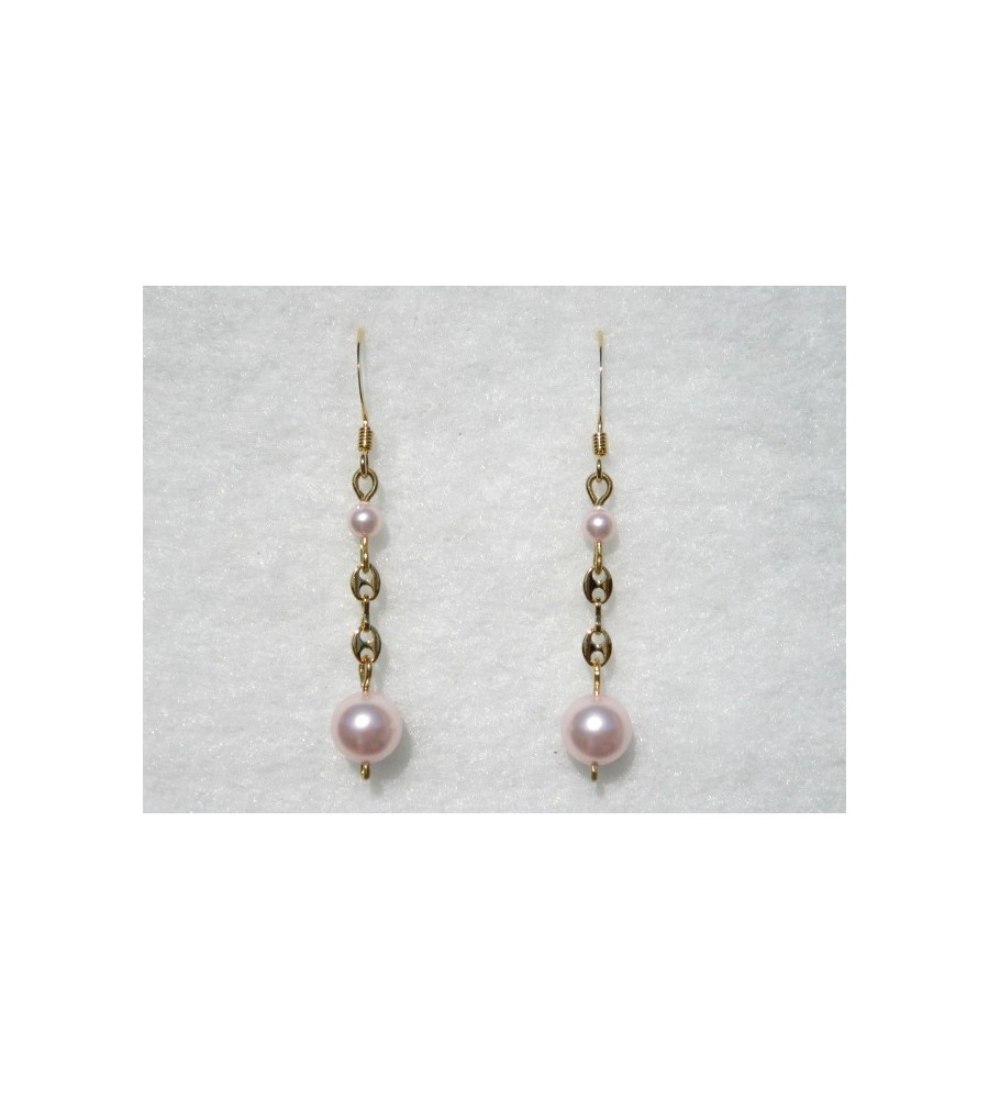 Boucles d'oreilles plaqué or rondes nacrées Rosaline Boucles d'oreilles plaqué or rondes nacrées Rosaline