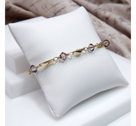 Toupie Crystal Antique Pink bracelet artisanal plaqué or