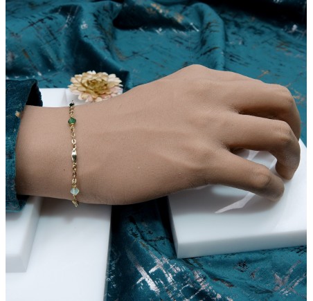 Toupie Vert Opale bracelet artisanal doré