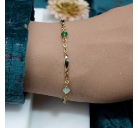 Toupie Vert Opale bracelet artisanal doré