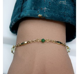 Toupie Vert Opale bracelet artisanal doré