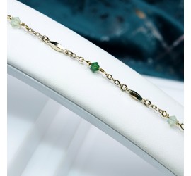 Toupie Vert Opale bracelet artisanal doré