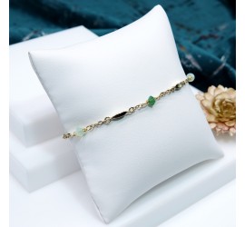 Toupie Vert Opale bracelet artisanal doré