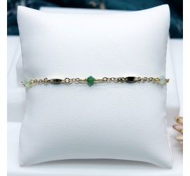 Toupie Vert Opale bracelet artisanal doré