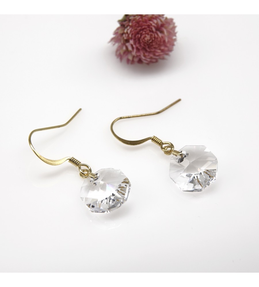 Boucles d'oreilles artisanale octogone Crystal Boucles d'oreilles artisanale octogone Crystal