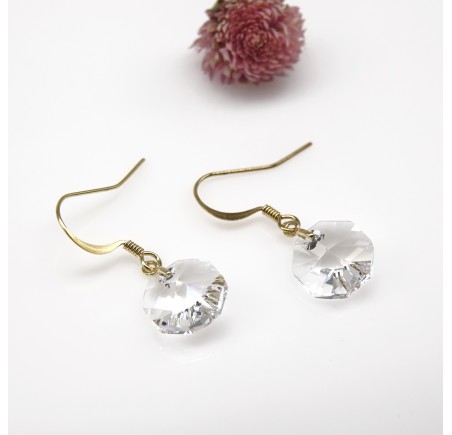 Boucles d'oreilles artisanale octogone Crystal