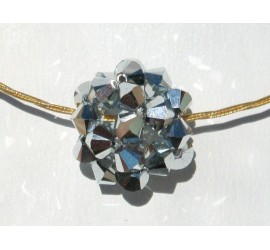 Collier ras de cou doré boule argenté